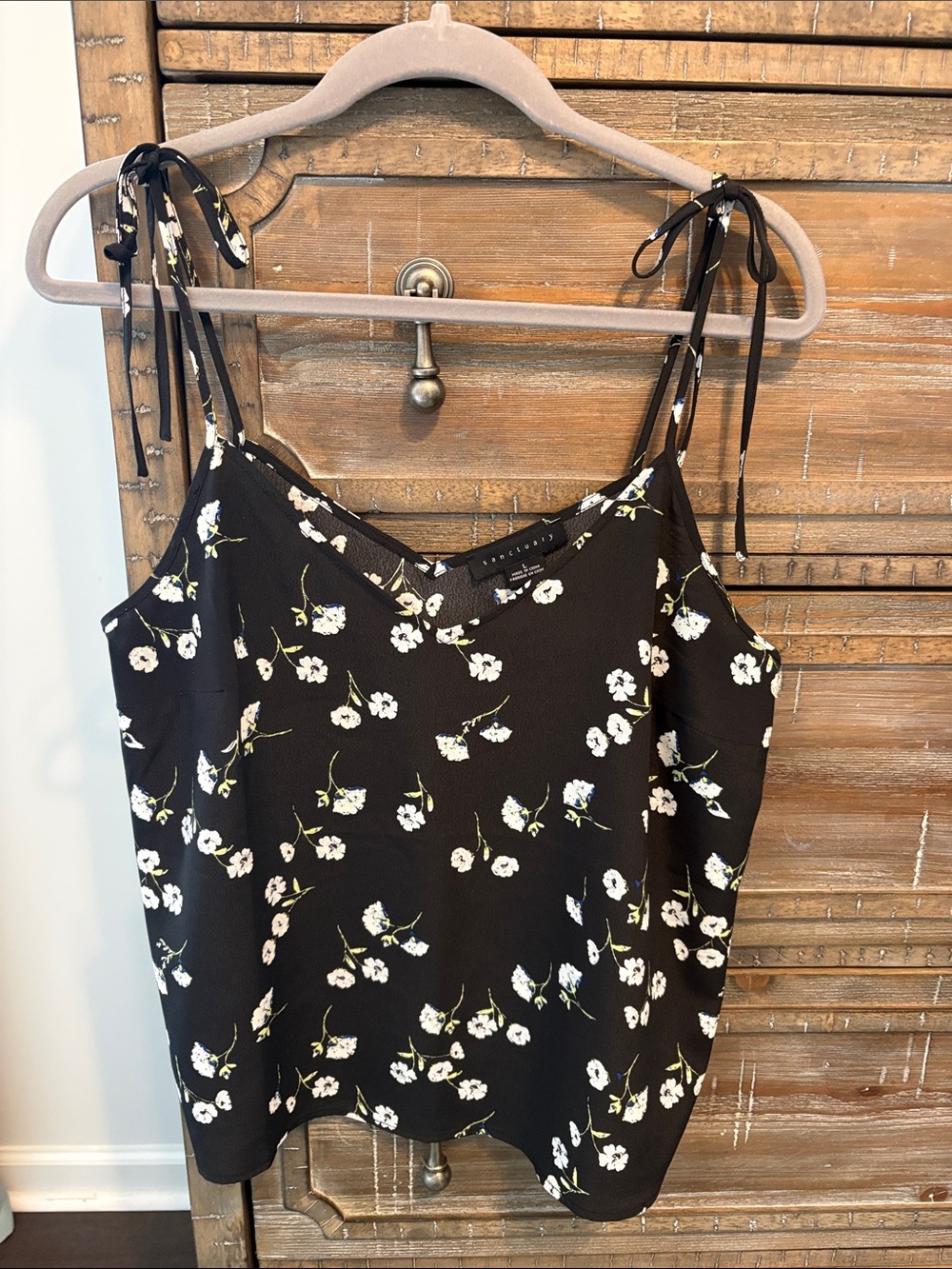 Sanctuary Tie-Shoulder Black Floral Cami Top